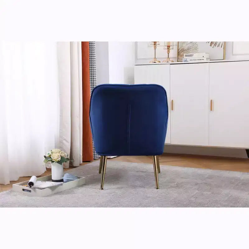 Sillón moderno de terciopelo Okak, silla de sala de estar con tapicería, sillón elegante de mediados de siglo con patas de madera dorada para sala de lectura o dormitorio