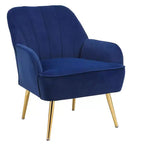Sillón moderno de terciopelo Okak, silla de sala de estar con tapicería, sillón elegante de mediados de siglo con patas de madera dorada para sala de lectura o dormitorio