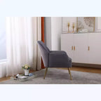 Sillón moderno de terciopelo Okak, silla de sala de estar con tapicería, sillón elegante de mediados de siglo con patas de madera dorada para sala de lectura o dormitorio