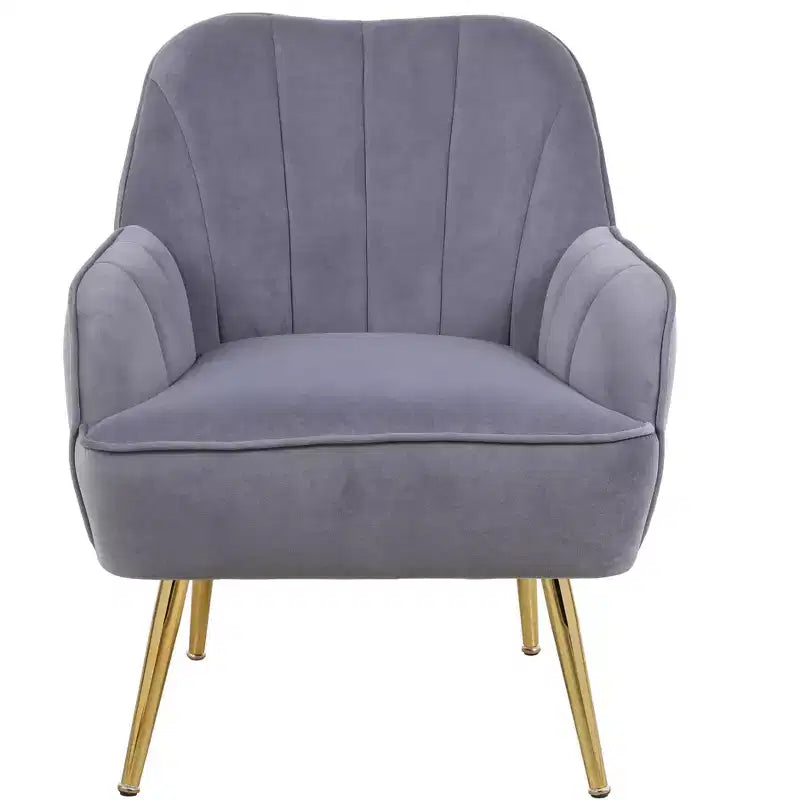 Sillón moderno de terciopelo Okak, silla de sala de estar con tapicería, sillón elegante de mediados de siglo con patas de madera dorada para sala de lectura o dormitorio