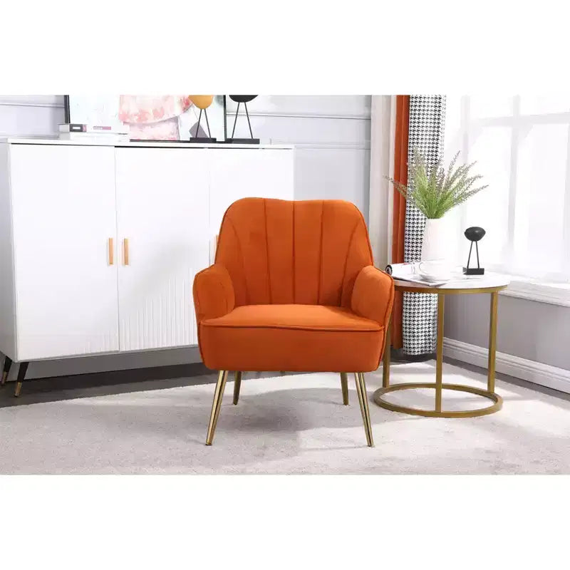 Sillón moderno de terciopelo Okak, silla de sala de estar con tapicería, sillón elegante de mediados de siglo con patas de madera dorada para sala de lectura o dormitorio