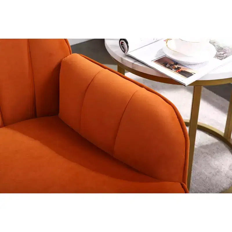 Sillón moderno de terciopelo Okak, silla de sala de estar con tapicería, sillón elegante de mediados de siglo con patas de madera dorada para sala de lectura o dormitorio