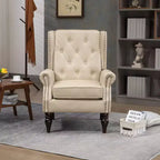 Sillones de Acento Okak para Dormitorio, Sillón Moderno con Estructura de Madera, Sillón Tapizado con Patas de Madera Resistentes para Sala de Estar