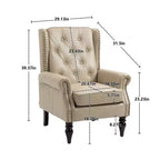 Sillones de Acento Okak para Dormitorio, Sillón Moderno con Estructura de Madera, Sillón Tapizado con Patas de Madera Resistentes para Sala de Estar
