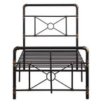 Karl Home Base de cama de hierro moderna tamaño twin con diseño de tubería de agua y diseño de cruz