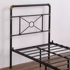 Karl Home Base de cama de hierro moderna tamaño twin con diseño de tubería de agua y diseño de cruz