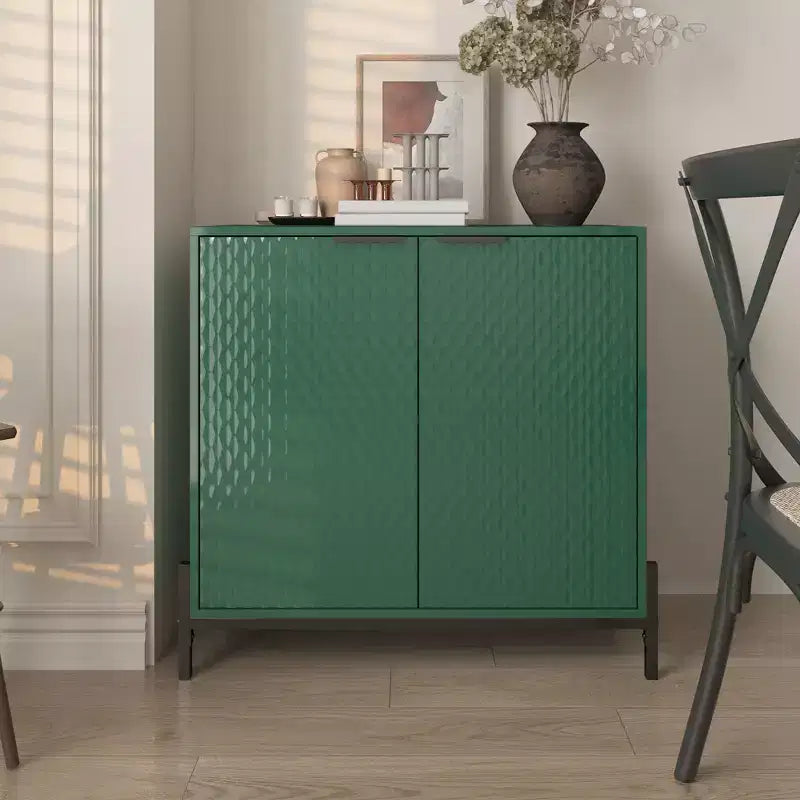 CLIHOME Gabinete de almacenamiento decorativo de madera con 2 puertas y 3 estantes ajustables de 31.5 pulgadas