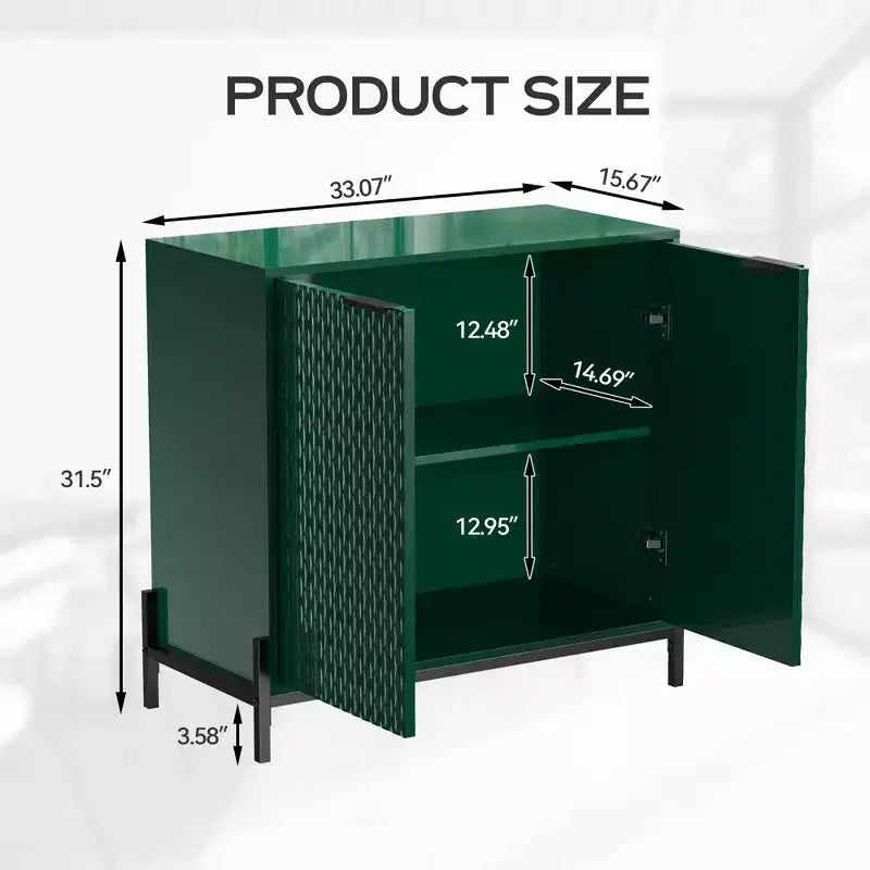 CLIHOME Gabinete de almacenamiento decorativo de madera con 2 puertas y 3 estantes ajustables de 31.5 pulgadas