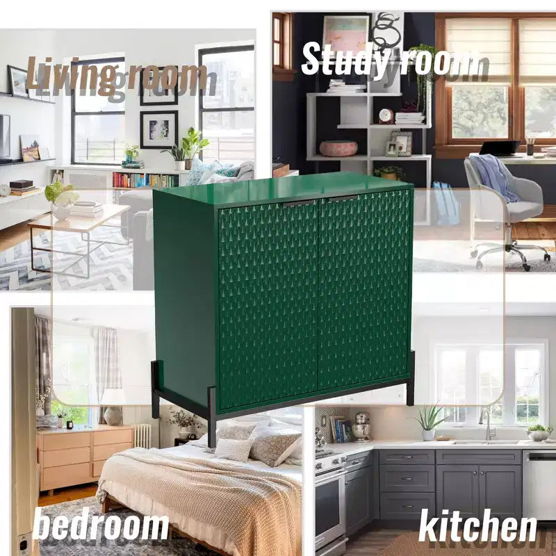 CLIHOME Gabinete de almacenamiento decorativo de madera con 2 puertas y 3 estantes ajustables de 31.5 pulgadas