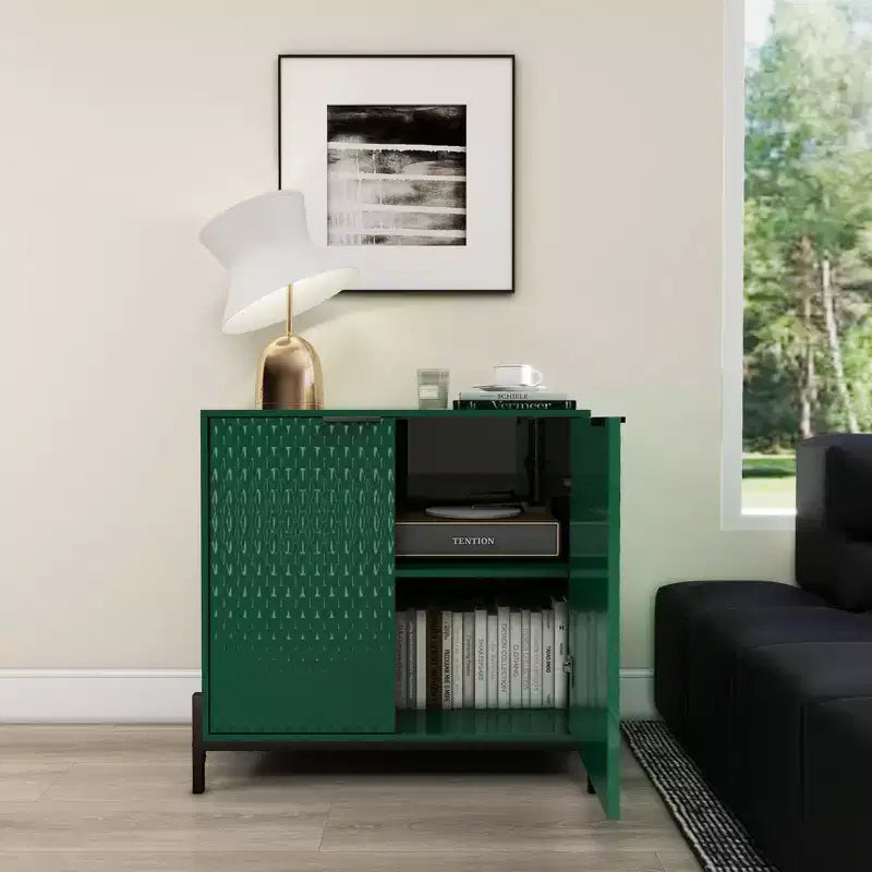 CLIHOME Gabinete de almacenamiento decorativo de madera con 2 puertas y 3 estantes ajustables de 31.5 pulgadas