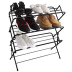Zapatero metálico plegable Zenree de 4 niveles, negro mate