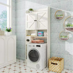 Dyonery Mueble de Almacenamiento sobre el Inodoro | Estante Organizador de Baño con Puertas Correderas, Soporte para Papel Higiénico