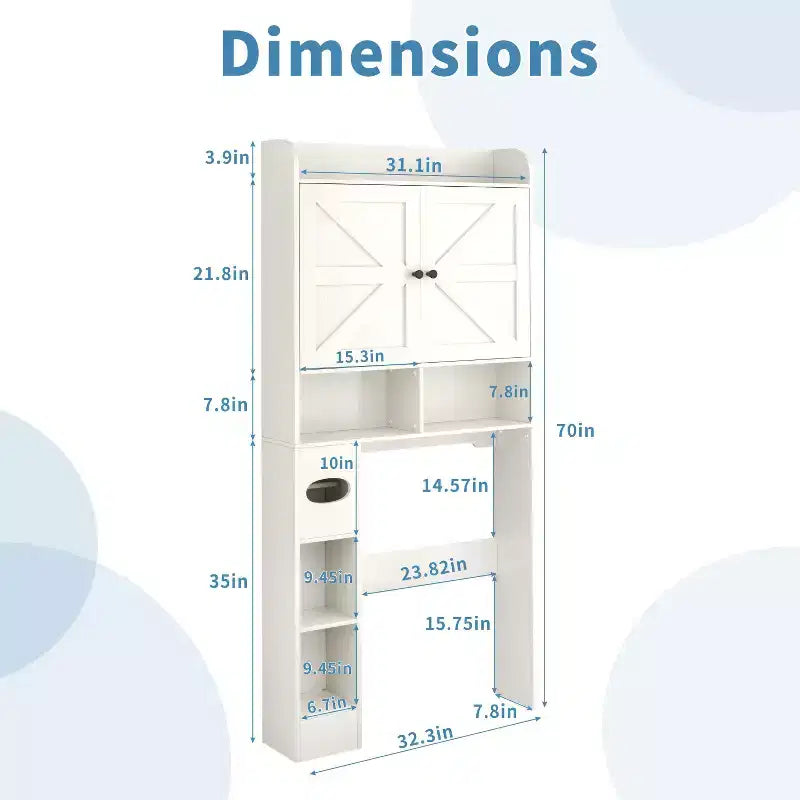 Dyonery Mueble de Almacenamiento sobre el Inodoro | Estante Organizador de Baño con Puertas Correderas, Soporte para Papel Higiénico