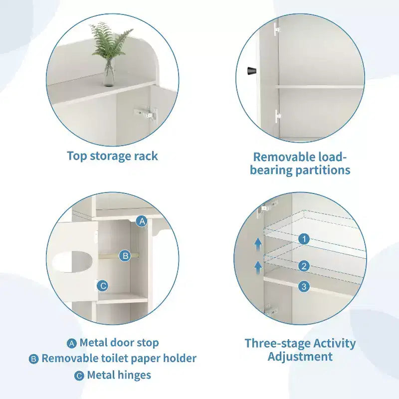 Dyonery Mueble de Almacenamiento sobre el Inodoro | Estante Organizador de Baño con Puertas Correderas, Soporte para Papel Higiénico
