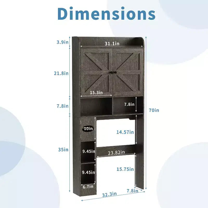 Dyonery Mueble de Almacenamiento sobre el Inodoro | Estante Organizador de Baño con Puertas Correderas, Soporte para Papel Higiénico