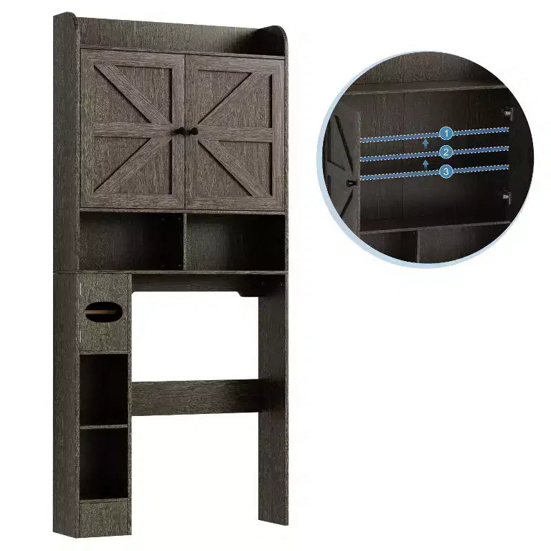 Dyonery Mueble de Almacenamiento sobre el Inodoro | Estante Organizador de Baño con Puertas Correderas, Soporte para Papel Higiénico