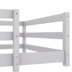 Cama Okak con Marco Individual/Matrimonial, Cama Moderna de Perfil Bajo para Niños Pequeños con Barandales de Seguridad, Marco de Madera Maciza para Dormitorio Infantil