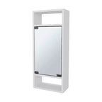 Elegante botiquín de estilo pino, con puerta de espejo y almacenamiento abierto | Blanco