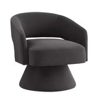 Sillones giratorios modernos Okak para dormitorio, sillones redondos tapizados en terciopelo, sillón giratorio cómodo de 360 grados con respaldo abierto