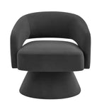 Sillones giratorios modernos Okak para dormitorio, sillones redondos tapizados en terciopelo, sillón giratorio cómodo de 360 grados con respaldo abierto