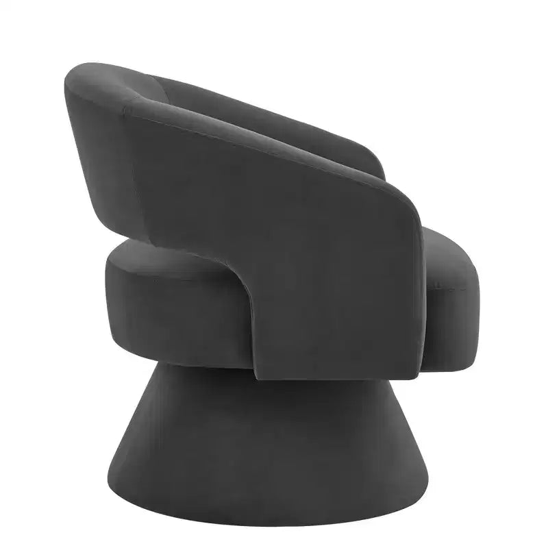 Sillones giratorios modernos Okak para dormitorio, sillones redondos tapizados en terciopelo, sillón giratorio cómodo de 360 grados con respaldo abierto
