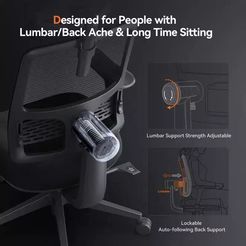 Silla ergonómica Newtral MagicH-BP con reposapiés - Silla de oficina en casa con soporte lumbar de seguimiento automático, reposabrazos 4D, profundidad y altura del asiento ajustables