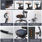 Silla ergonómica Newtral MagicH-BP con reposapiés - Silla de oficina en casa con soporte lumbar de seguimiento automático, reposabrazos 4D, profundidad y altura del asiento ajustables