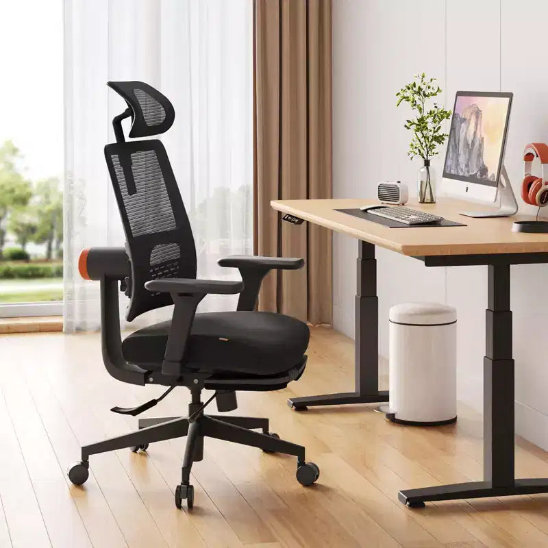 Silla ergonómica Newtral MagicH-BP con reposapiés - Silla de oficina en casa con soporte lumbar de seguimiento automático, reposabrazos 4D, profundidad y altura del asiento ajustables