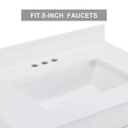 Bestier 30 Tocador de baño blanco estilo rústico con puertas correderas de granero, 2 cajones, tocador independiente con protección contra salpicaduras