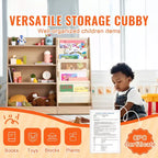 VEVOR Estantería de madera de 4 niveles para niños, librería de seis capas con cabestrillo, estante de almacenamiento de libros para bebés, armario organizador de juguetes de libros, para habitación de niños, sala de juegos