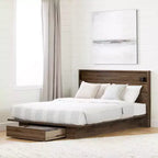 Estructura de cama HomeStock de 8.5 pulgadas de alto, ajustable (de matrimonial a queen size) marrón con almacenamiento, de aglomerado
