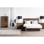 Estructura de cama HomeStock de 8.5 pulgadas de alto, ajustable (de matrimonial a queen size) marrón con almacenamiento, de aglomerado
