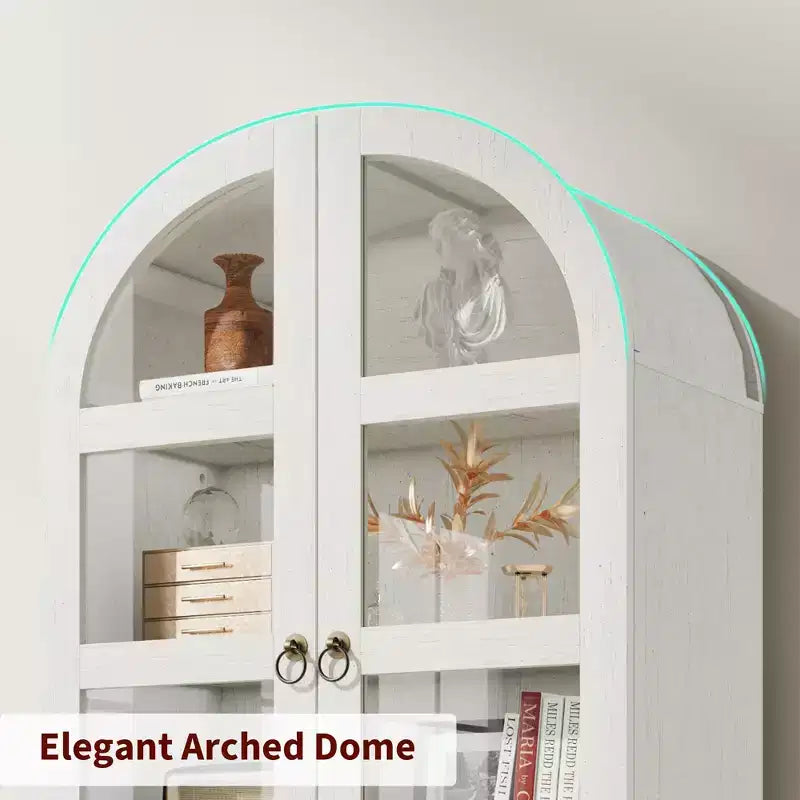 Alacena de Cocina Alta de Granja Garvee, Gabinetes de Almacenamiento de Cocina de Madera Arqueada con 2 Cajones Grandes, Fácil Montaje