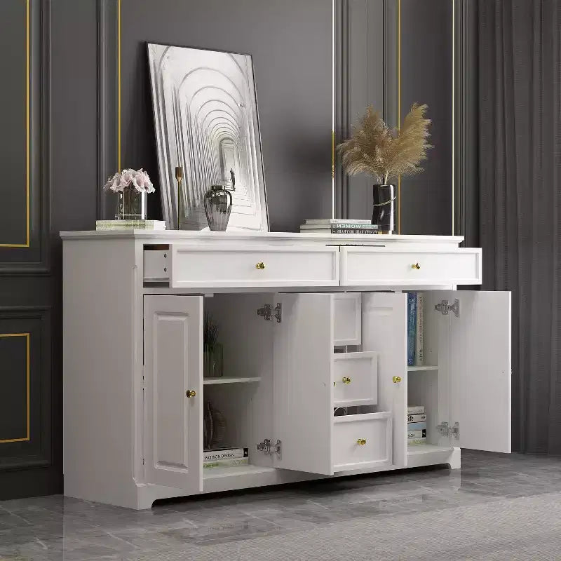 Famapy Cómoda horizontal de 5 cajones, armario de almacenamiento multifuncional, soluciones de almacenamiento para sala de estar