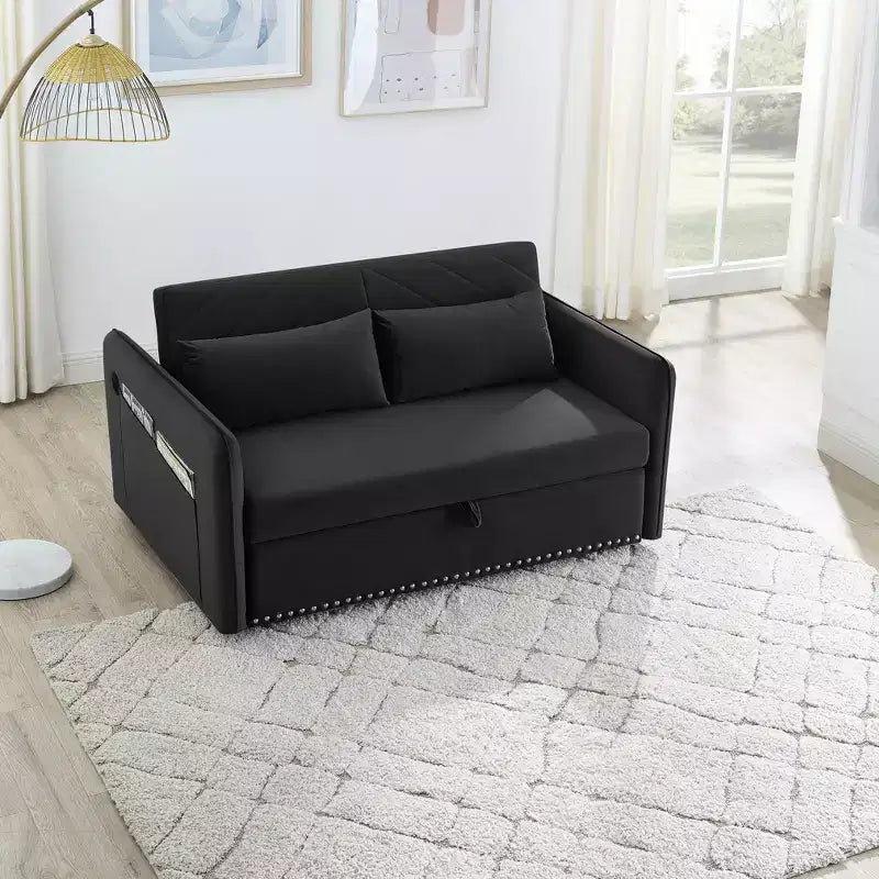 Sofá Cama MAYEERTY con USB, Cama Plegable Ajustable 3 en 1 y Bolsillo Lateral (Terciopelo)