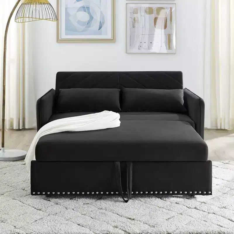 Sofá Cama MAYEERTY con USB, Cama Plegable Ajustable 3 en 1 y Bolsillo Lateral (Terciopelo)