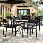 Flash Furniture Bridgeport - Juego de 2 sillas apilables para patio, para interior y exterior, con respaldo de listones, silla de resina comercial para todo tipo de clima