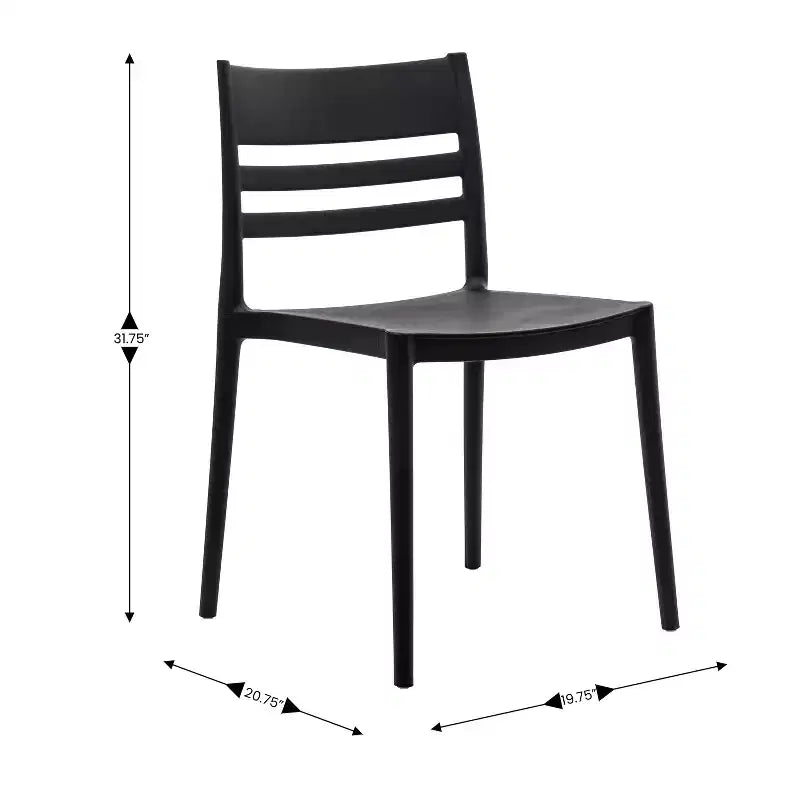 Flash Furniture Bridgeport - Juego de 2 sillas apilables para patio, para interior y exterior, con respaldo de listones, silla de resina comercial para todo tipo de clima