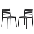 Flash Furniture Bridgeport - Juego de 2 sillas apilables para patio, para interior y exterior, con respaldo de listones, silla de resina comercial para todo tipo de clima