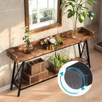 MAYEERTY Mesa de sofá estrecha rústica de 70.9 pulgadas, estructura de metal resistente, decoración del hogar