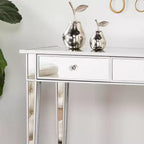 Mesa consola de 2 cajones con espejo Mirage - Plateado - SEI