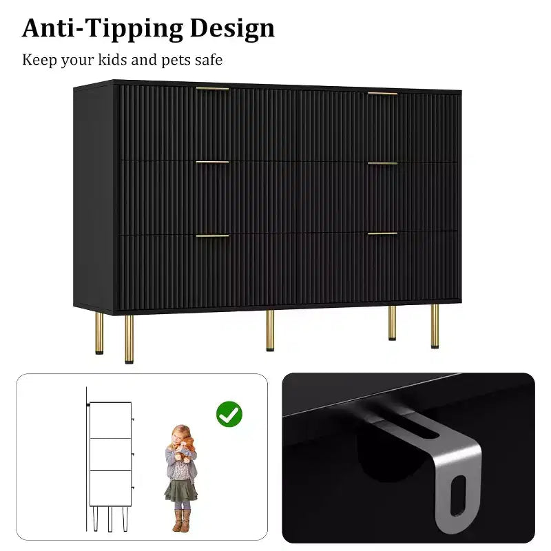 Cómoda para Dormitorio, Cómoda de 6 Cajones, Cómoda Moderna, Organizador de Cajones de Madera para Dormitorio, Sala de Estar, Pasillo, Entrada