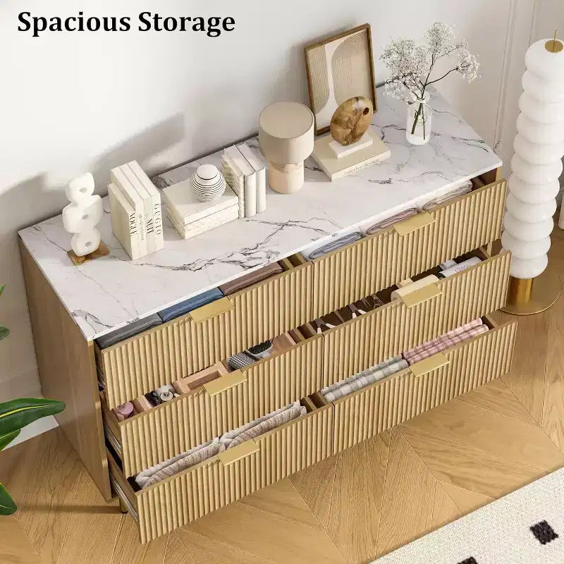 Cómoda para Dormitorio, Cómoda de 6 Cajones, Cómoda Moderna, Organizador de Cajones de Madera para Dormitorio, Sala de Estar, Pasillo, Entrada