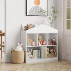 Organizador de almacenamiento de juguetes para niños de 5 compartimentos - Estantería de madera blanca para sala de juegos, cuarto de bebé y dormitorio infantil