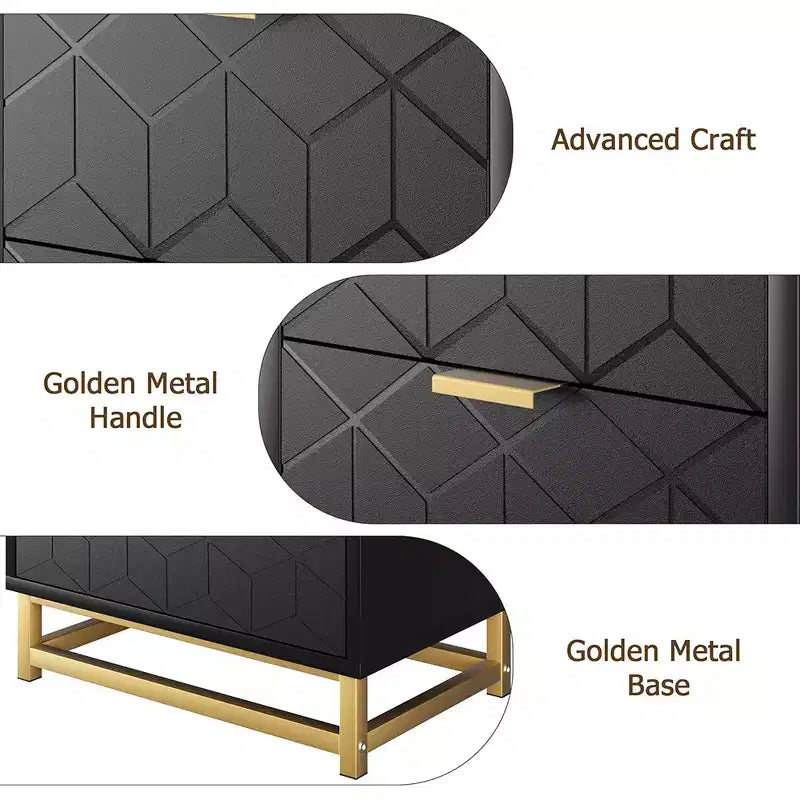 Cómoda con cajones, Cómoda para dormitorio, Organizador de cómoda de 53.5" con manijas y patas de metal