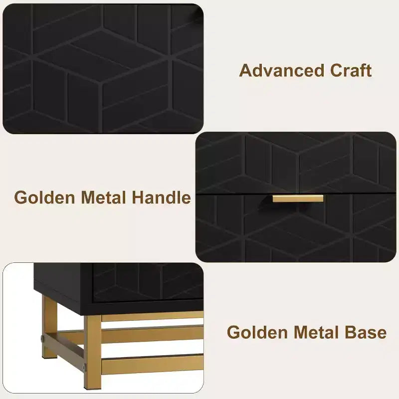 Cómoda con cajones, Cómoda para dormitorio, Organizador de cómoda de 53.5" con manijas y patas de metal
