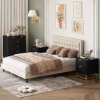 Cómoda con cajones, Cómoda para dormitorio, Organizador de cómoda de 53.5" con manijas y patas de metal