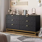 Cómoda con cajones, Cómoda para dormitorio, Organizador de cómoda de 53.5" con manijas y patas de metal