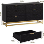Cómoda con cajones, Cómoda para dormitorio, Organizador de cómoda de 53.5" con manijas y patas de metal