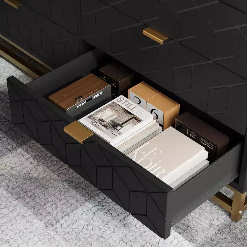 Cómoda con cajones, Cómoda para dormitorio, Organizador de cómoda de 53.5" con manijas y patas de metal